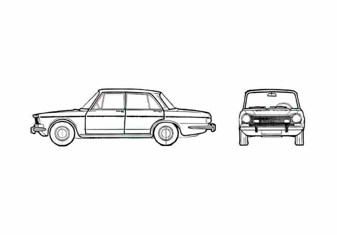 Blueprint Simca 1501 Special Sedan 1970 A4 Photo Print