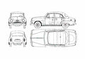Blueprint Simca 9 Aronde 1300 Sedan 1956 A4 Photo Print