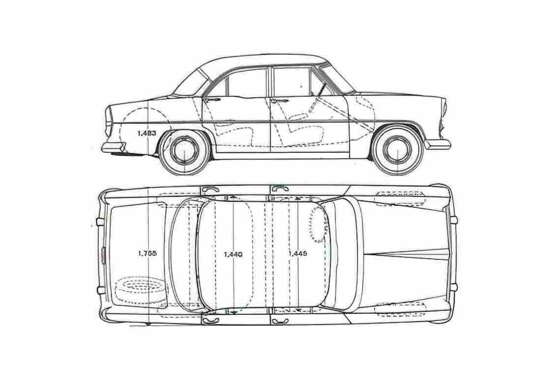 Blueprint Simca Ariane Sedan 1960 A4 Photo Print