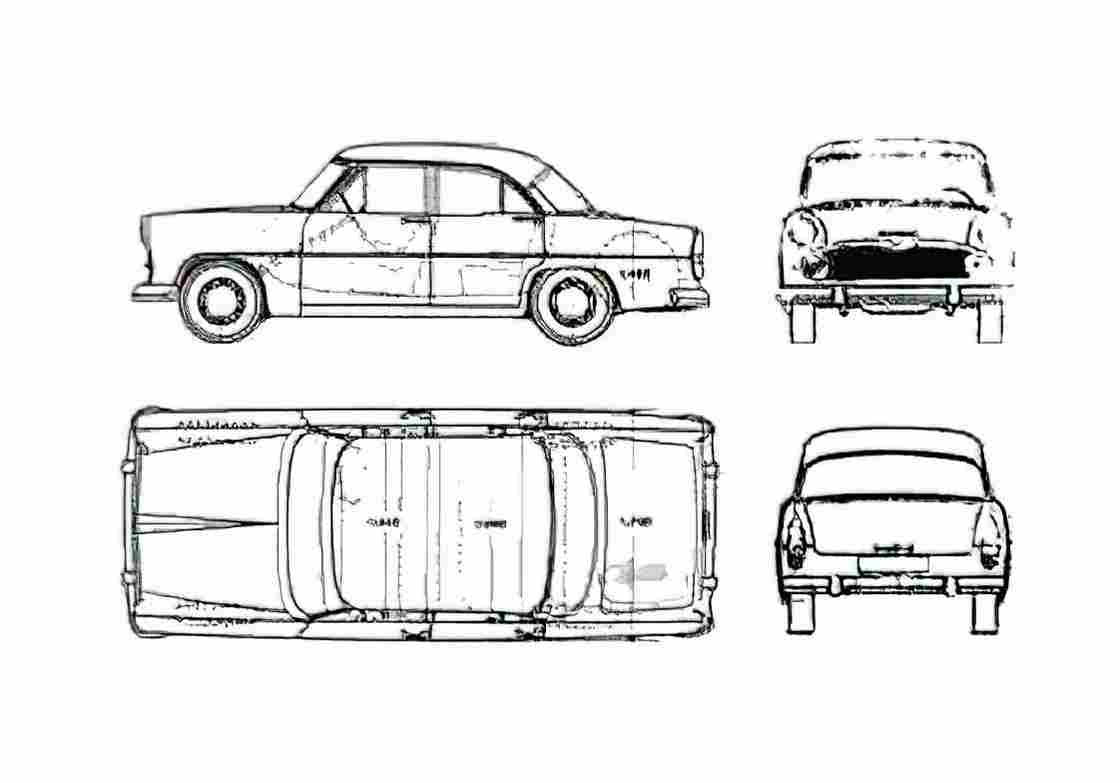 Blueprint Simca Ariane Sedan 1965 A4 Photo Print