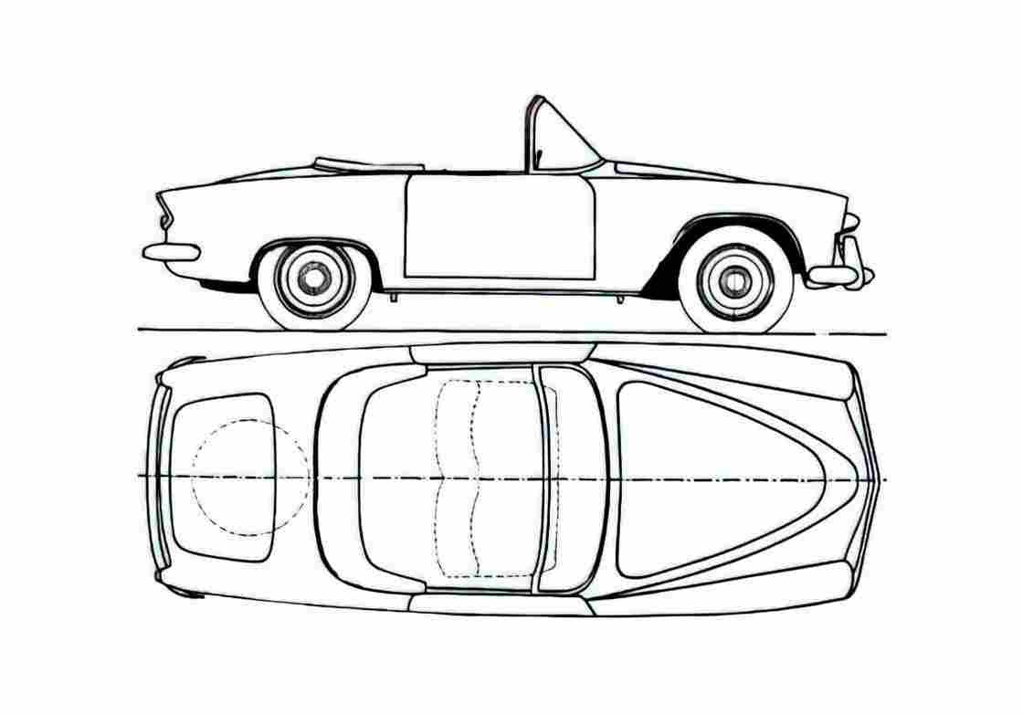 Blueprint Simca Aronde 1100 Oceane Cabriolet 1957 A4 Photo Print