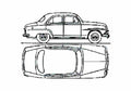Blueprint Simca Aronde 90A DEluxe Sedan 1958 A4 Photo Print