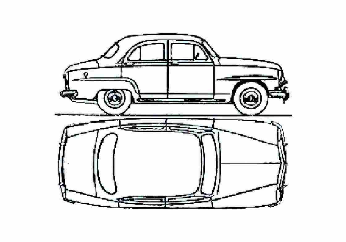 Blueprint Simca Aronde 90A DEluxe Sedan 1958 A4 Photo Print