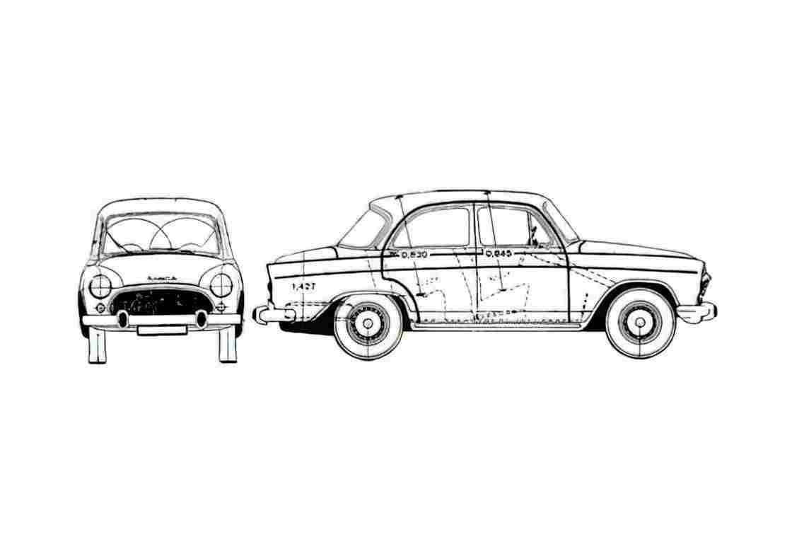Blueprint Simca Aronde Montlhery Special Sedan 1964 A4 Photo Print