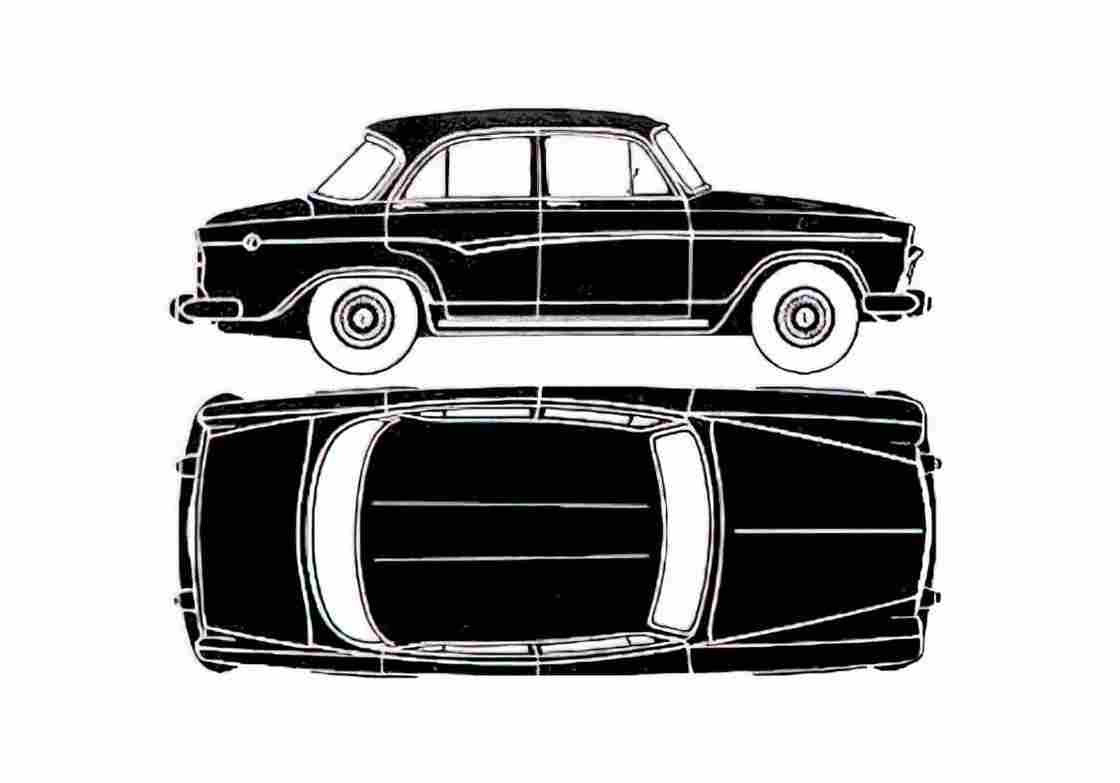 Blueprint Simca Aronde P60 Sedan 1960 A4 Photo Print