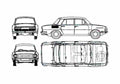 Blueprint Skoda 100 Sedan 1969 A4 Photo Print