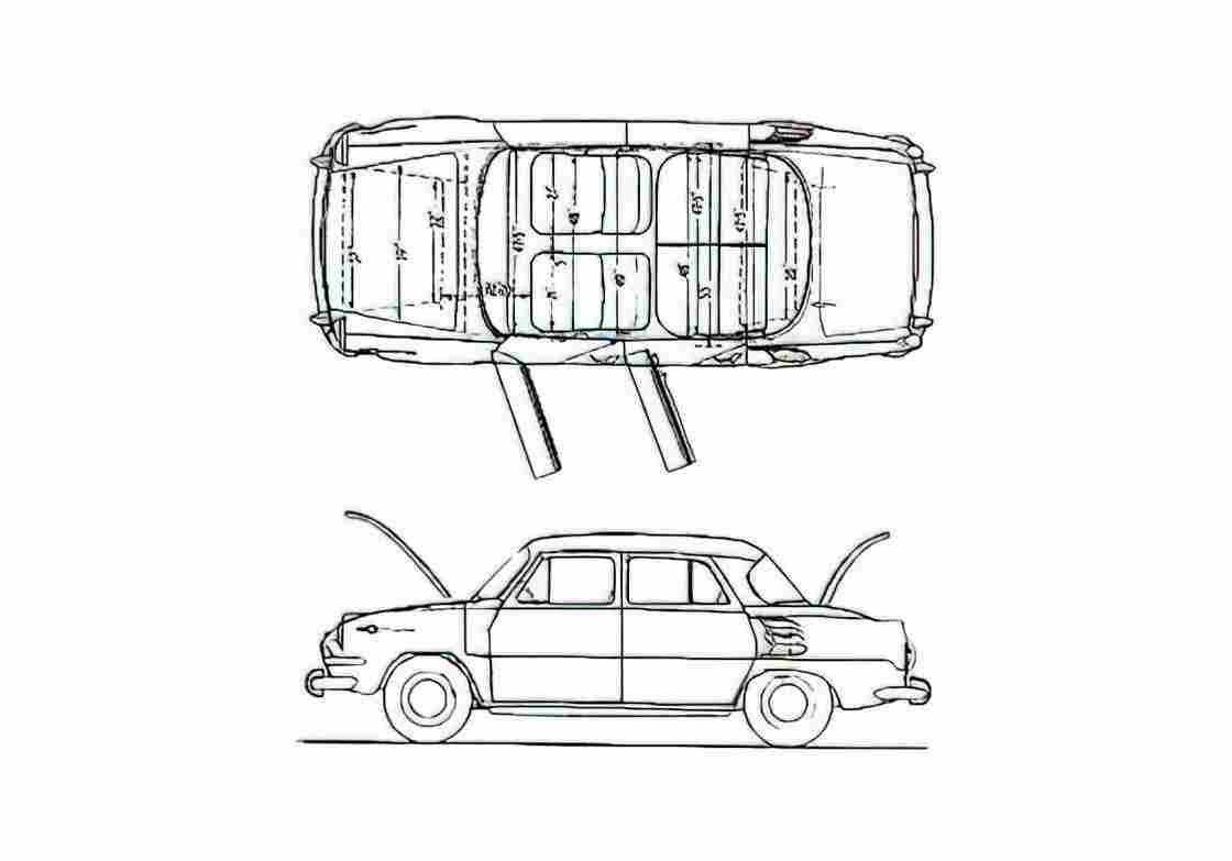 Blueprint Skoda 1000 MB Sedan 1965 A4 Photo Print