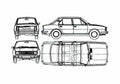 Blueprint Skoda 105 Sedan 1976 A4 Photo Print