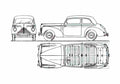 Blueprint Skoda 1101S Sedan 1949 A4 Photo Print