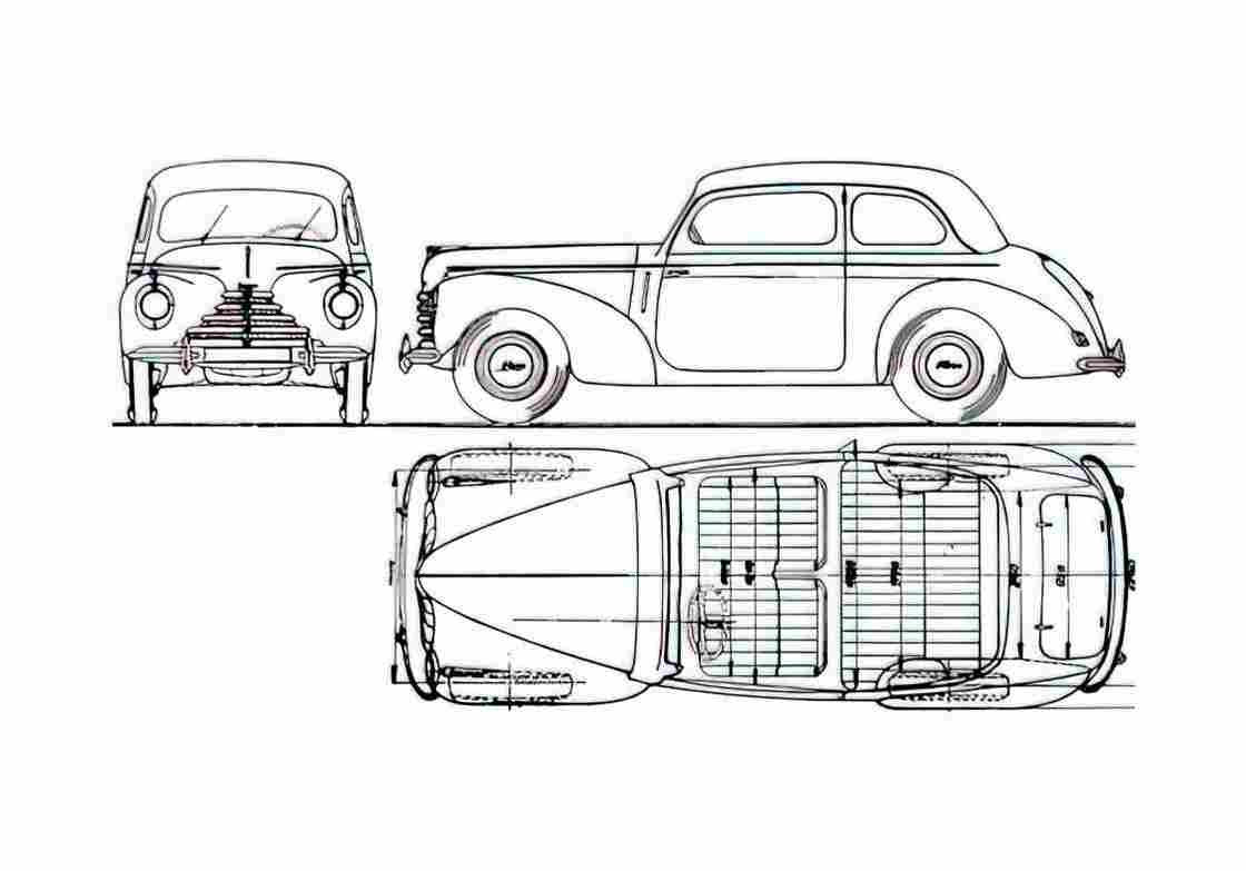 Blueprint Skoda 1101S Sedan 1949 A4 Photo Print