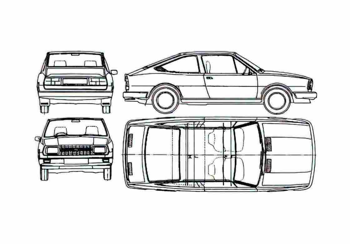 Blueprint Skoda 120 Garde Coupe 1981 A4 Photo Print