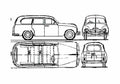 Blueprint Skoda 1200 Station Wagon 1956 A4 Photo Print