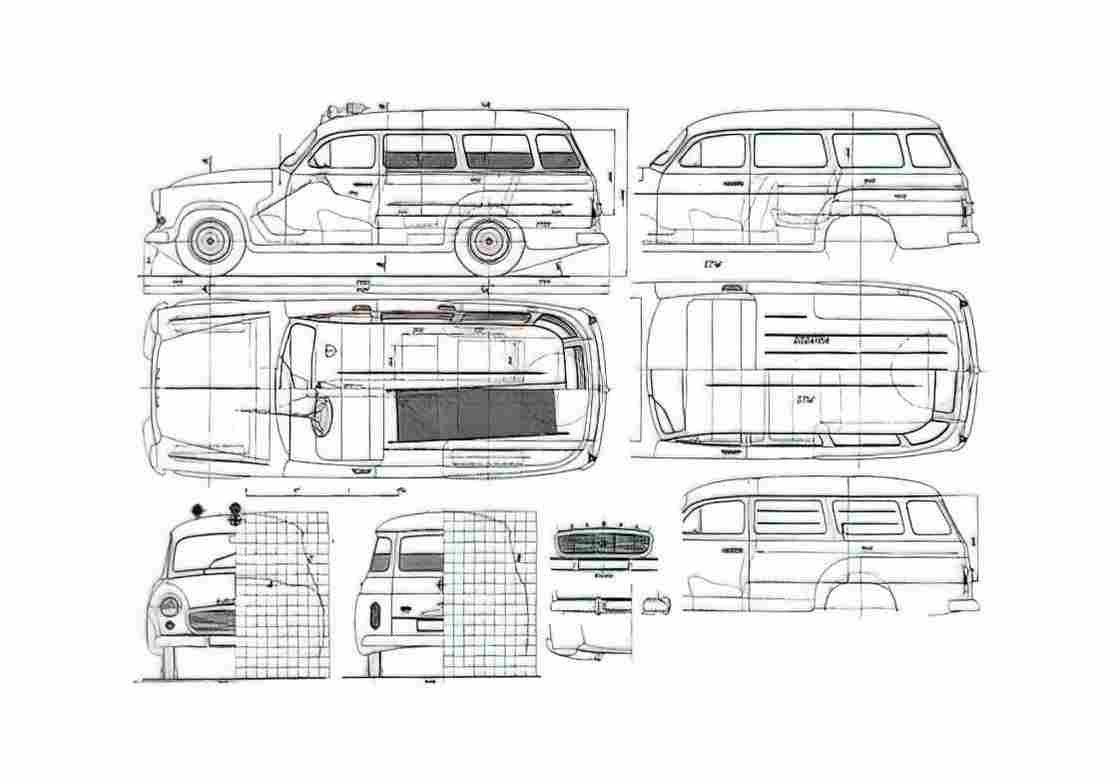 Blueprint Skoda 1202 Station Wagon 1961 A4 Photo Print