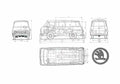 Blueprint Skoda 1203 Minivan 1981 A4 Photo Print