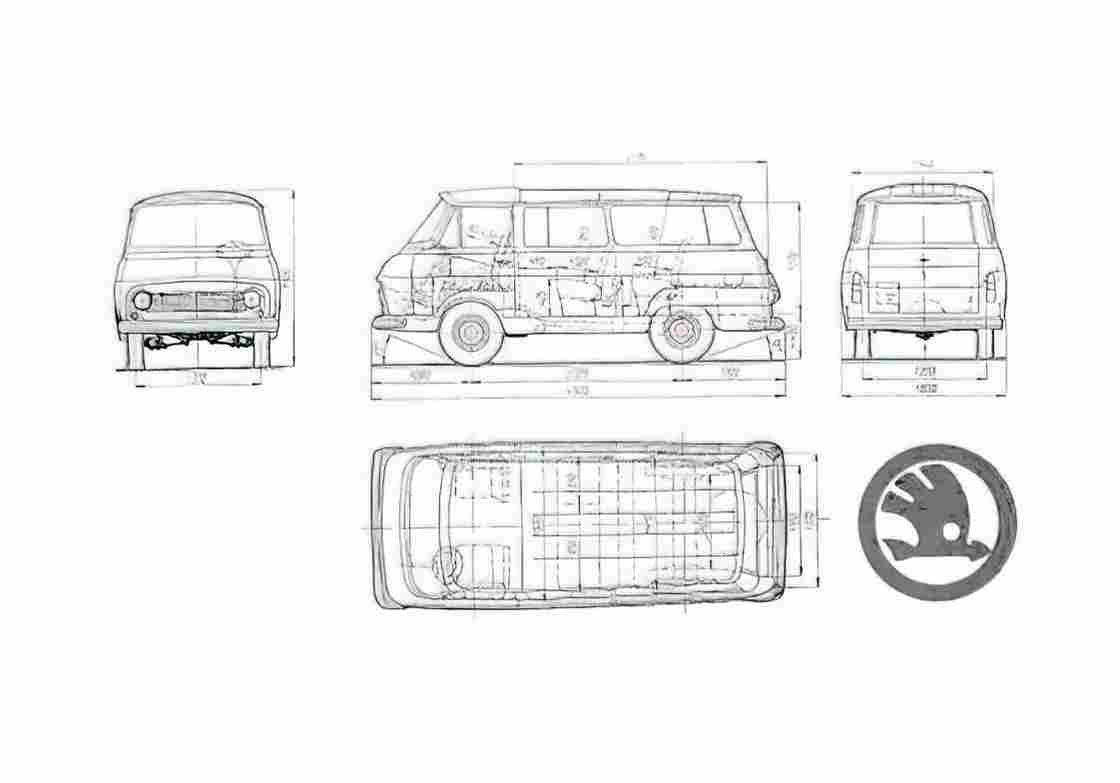 Blueprint Skoda 1203 Minivan 1981 A4 Photo Print