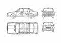 Blueprint Skoda 120M Sedan 1976 A4 Photo Print