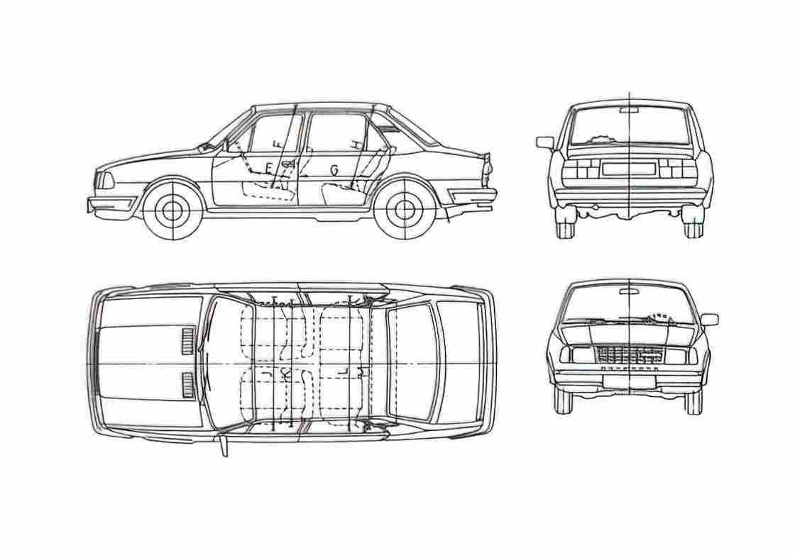 Blueprint Skoda 120M Sedan 1976 A4 Photo Print