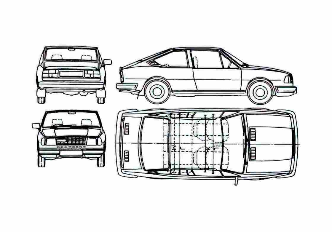 Blueprint Skoda 130G Rapid Sedan 1984 A4 Photo Print