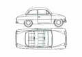 Blueprint Skoda 440 Sedan 1955 A4 Photo Print