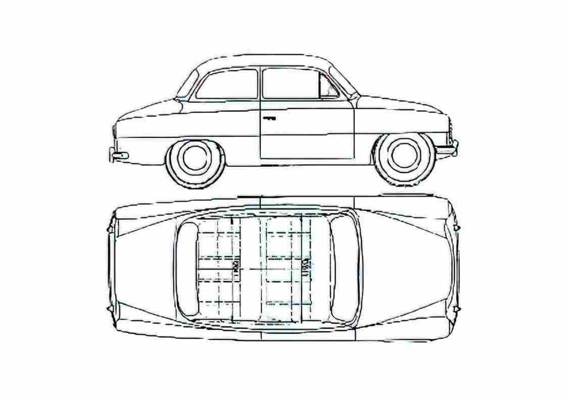 Blueprint Skoda 440 Sedan 1955 A4 Photo Print