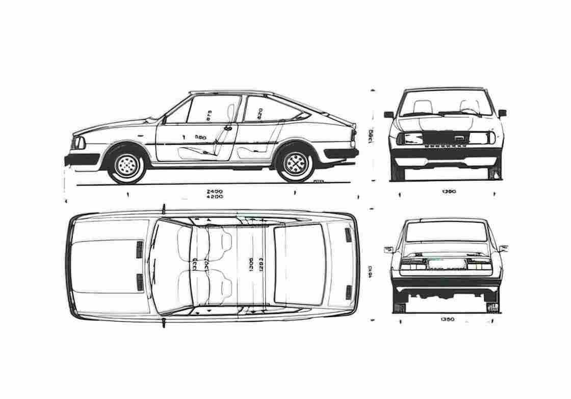 Blueprint Skoda 55 Rapid Coupe 1984 A4 Photo Print