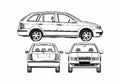 Blueprint Skoda Fabia Combi Wagon 2007 A4 Photo Print