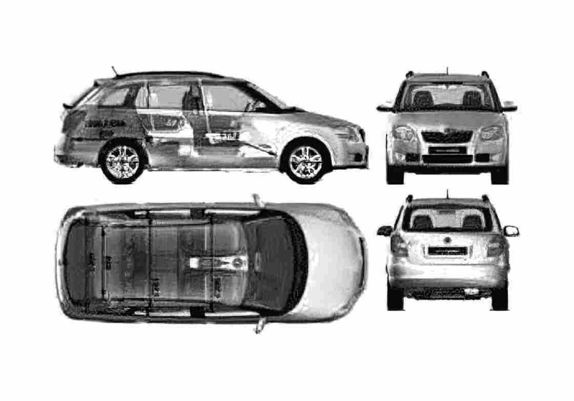 Blueprint Skoda Fabia Estate Wagon 2008 A4 Photo Print