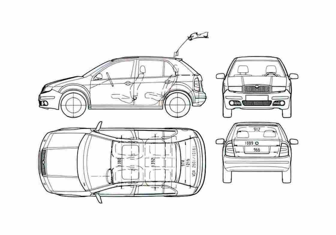Blueprint Skoda Fabia I 6Y) 5 door Hatchback 2000 A4 Photo Print