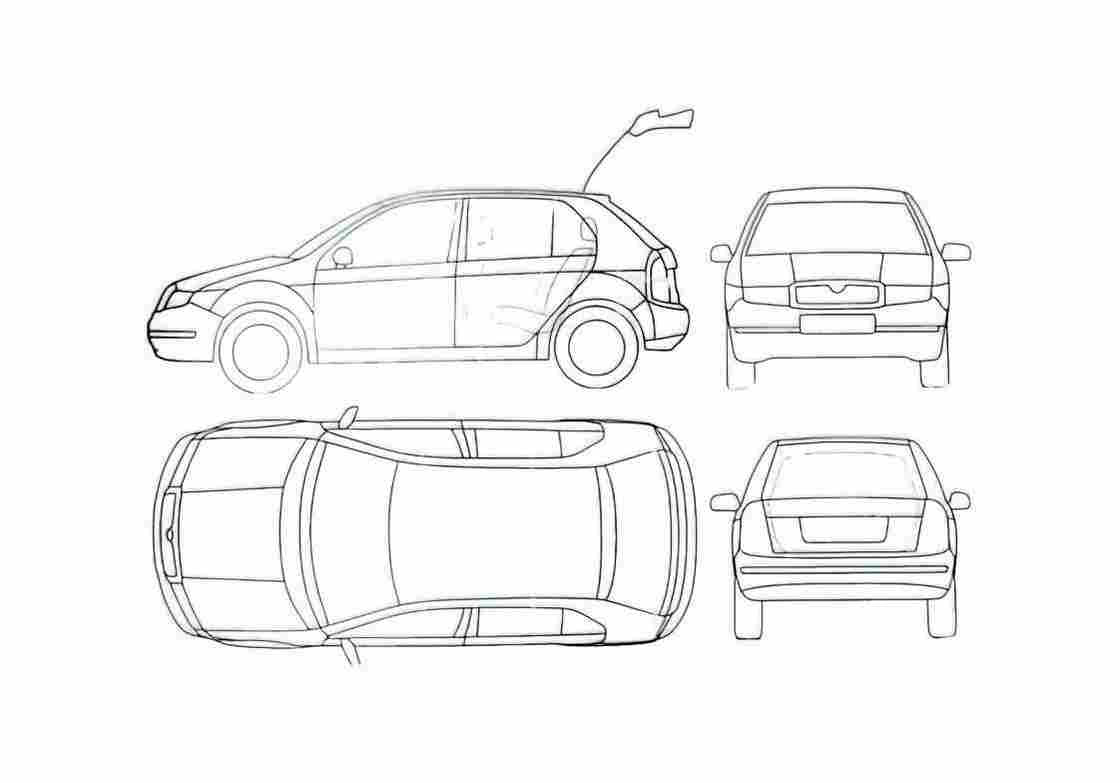 Blueprint Skoda Fabia I 6Y) Hatchback 1988 A4 Photo Print