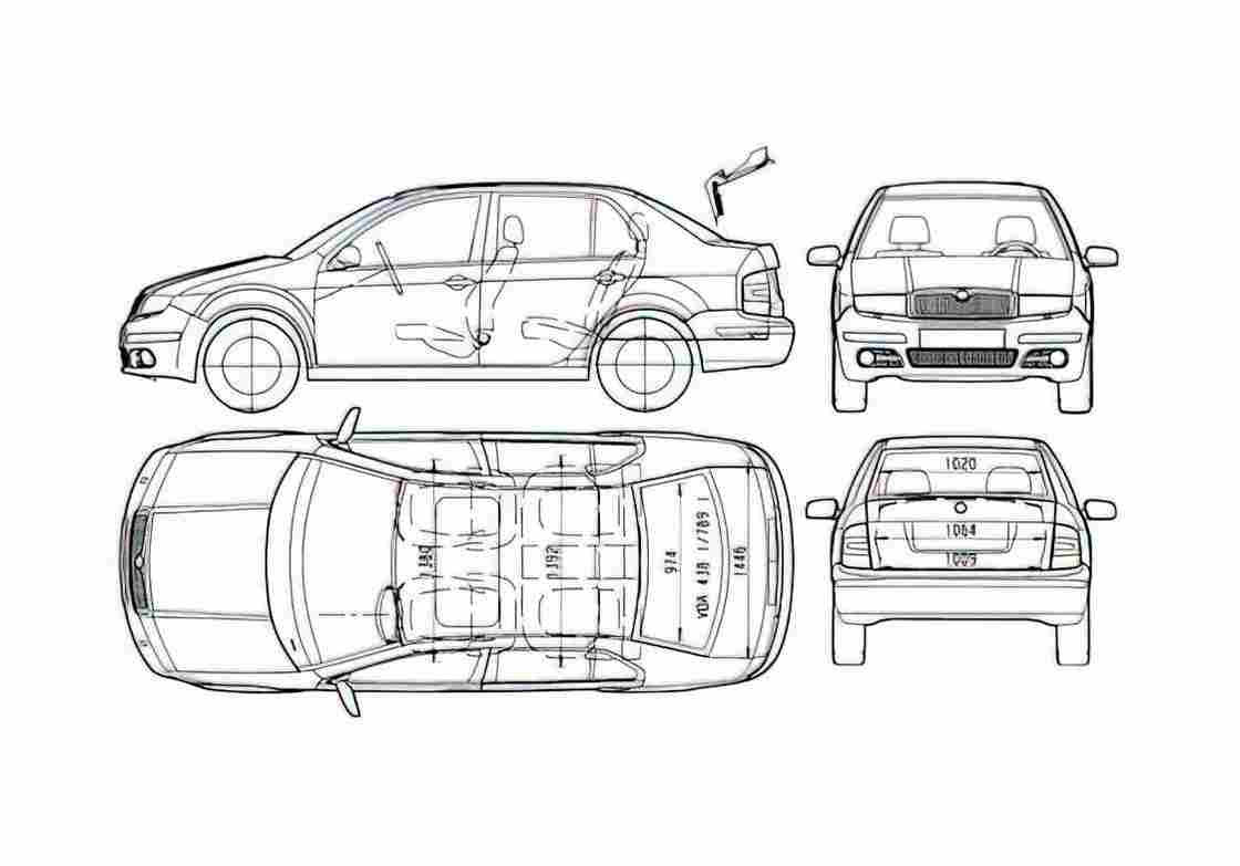 Blueprint Skoda Fabia I 6Y) Sedan 2005 A4 Photo Print