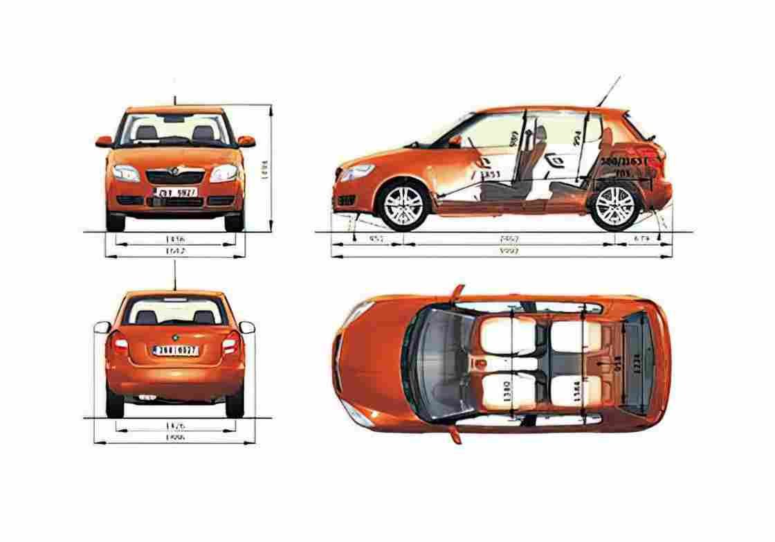 Blueprint Skoda Fabia II 5J) Hatchback 2007 A4 Photo Print