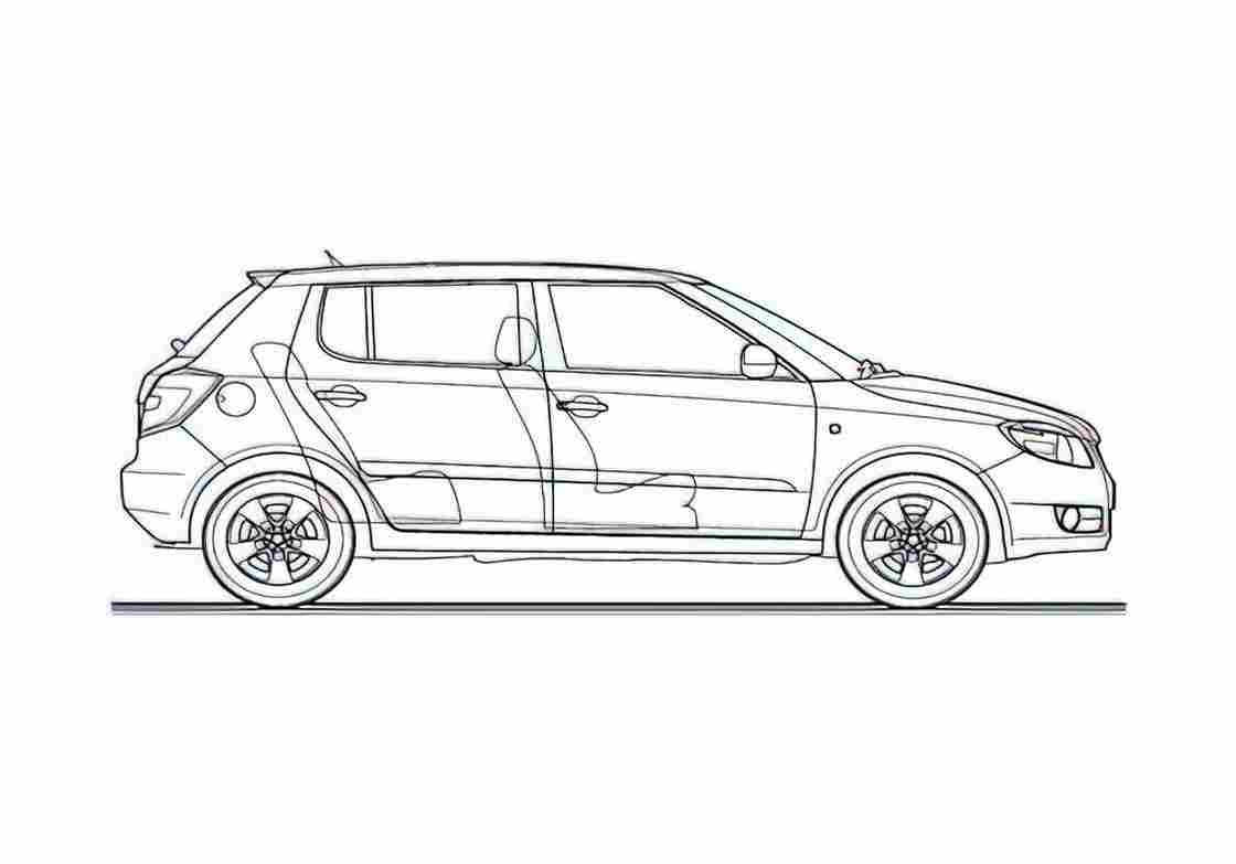 Blueprint Skoda Fabia RDi Hatchback 2008 A4 Photo Print