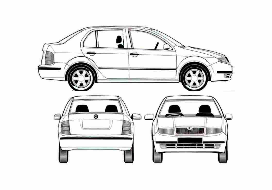 Blueprint Skoda Fabia Sedan 1999 A4 Photo Print