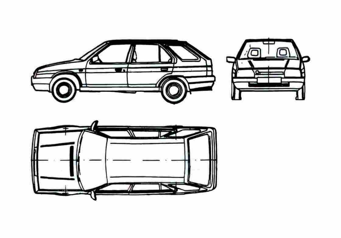 Blueprint Skoda Favorit Forman Wagon 2000 A4 Photo Print