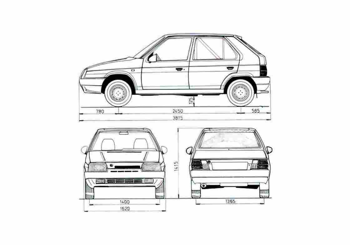 Blueprint Skoda Favorit Hatchback 1987 A4 Photo Print