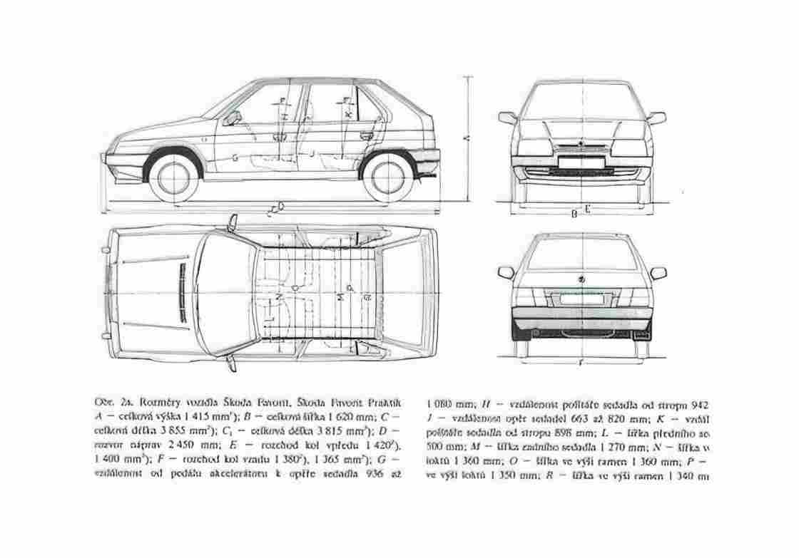 Blueprint Skoda Favorit Hatchback 1993 A4 Photo Print