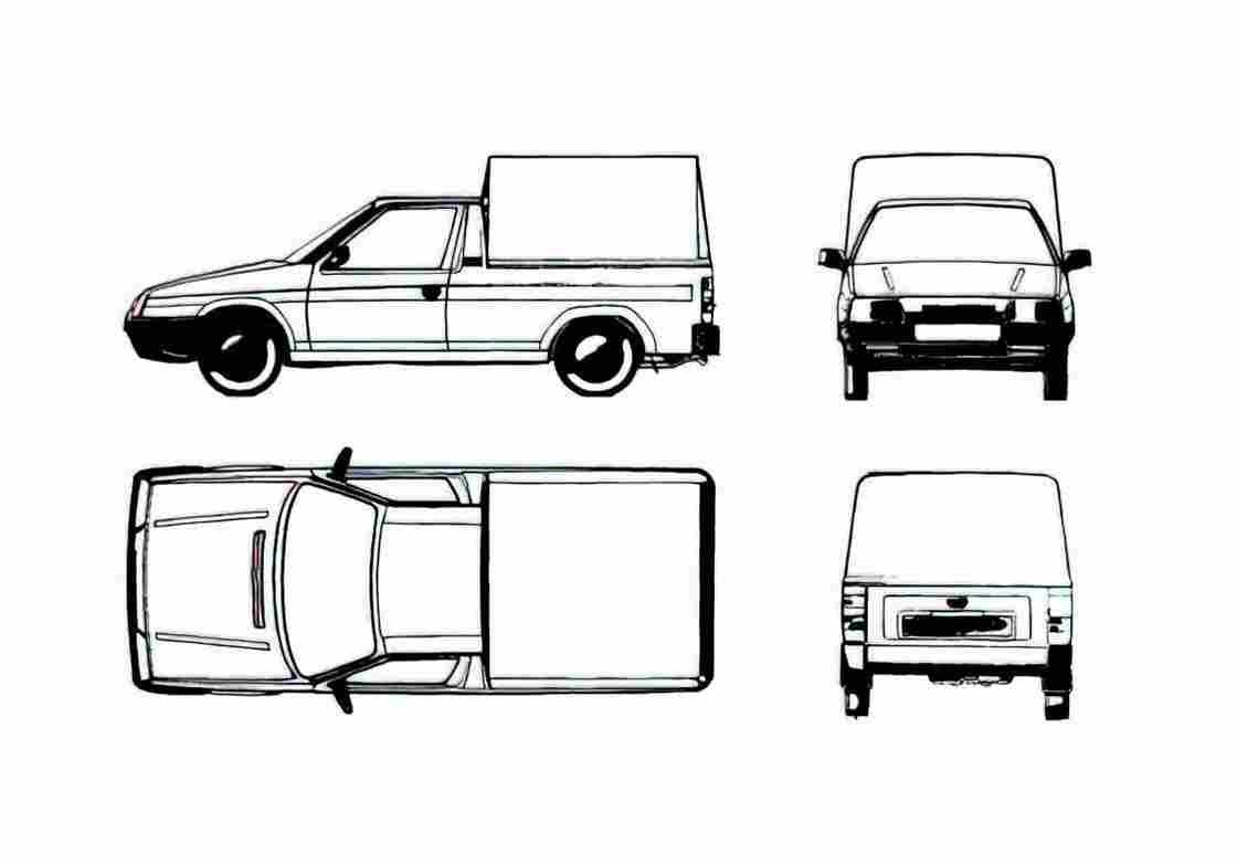 Blueprint Skoda Favorit Pick up 1990 A4 Photo Print