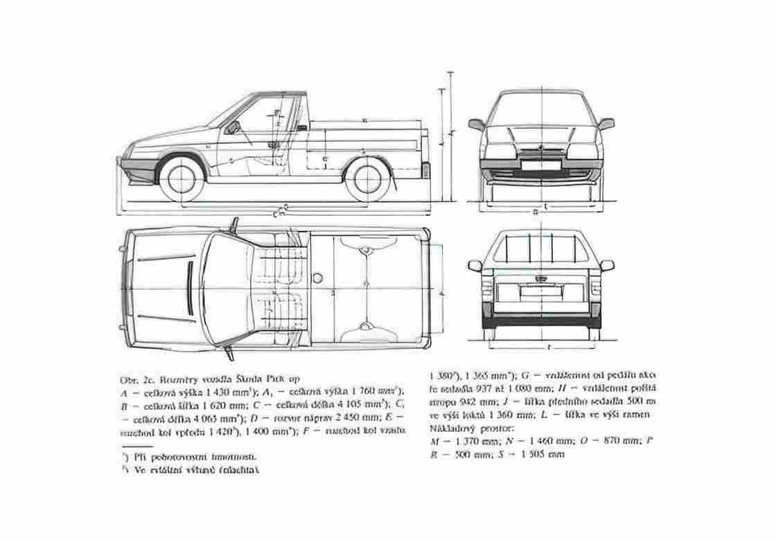 Blueprint Skoda Favorit Pick up A4 Photo Print