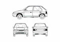 Blueprint Skoda Favorit Sport Hatchback 1987 A4 Photo Print