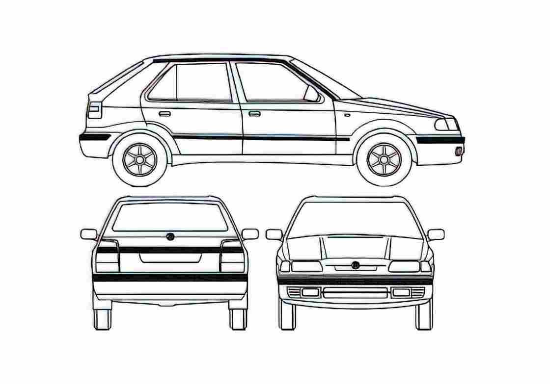 Blueprint Skoda Felicia Hatchback 1994 A4 Photo Print