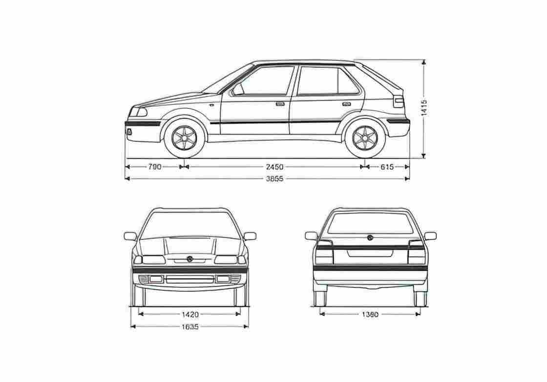 Blueprint Skoda Felicia I Hatchback 1997 A4 Photo Print