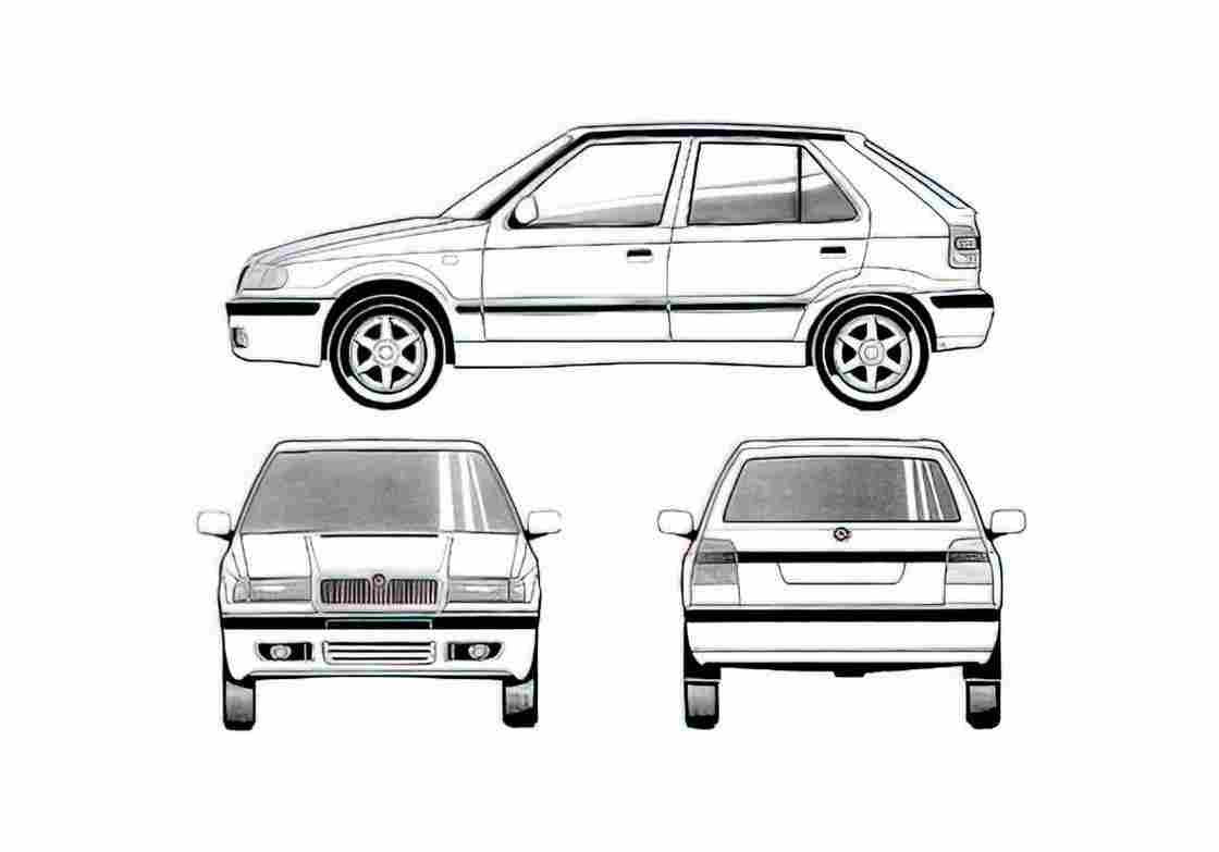 Blueprint Skoda Felicia II Hatchback 1998 A4 Photo Print
