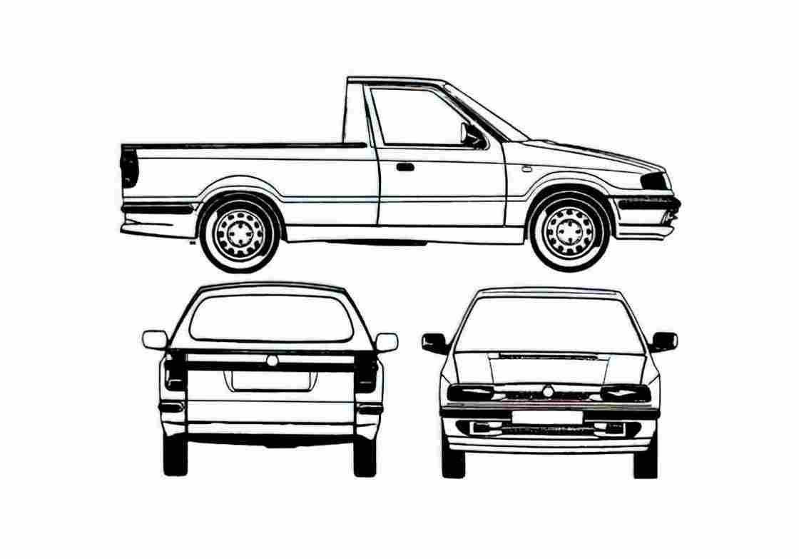Blueprint Skoda Felicia Pick up 1994 A4 Photo Print