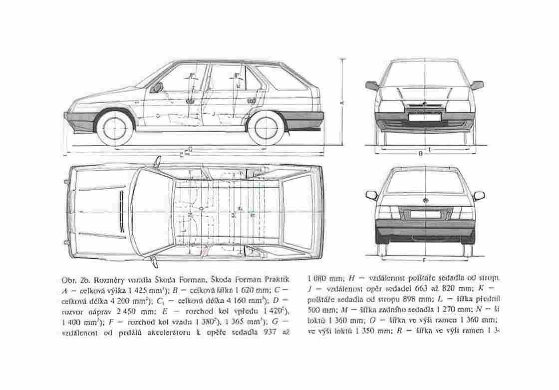 Blueprint Skoda Forman Hatchback 1993 A4 Photo Print
