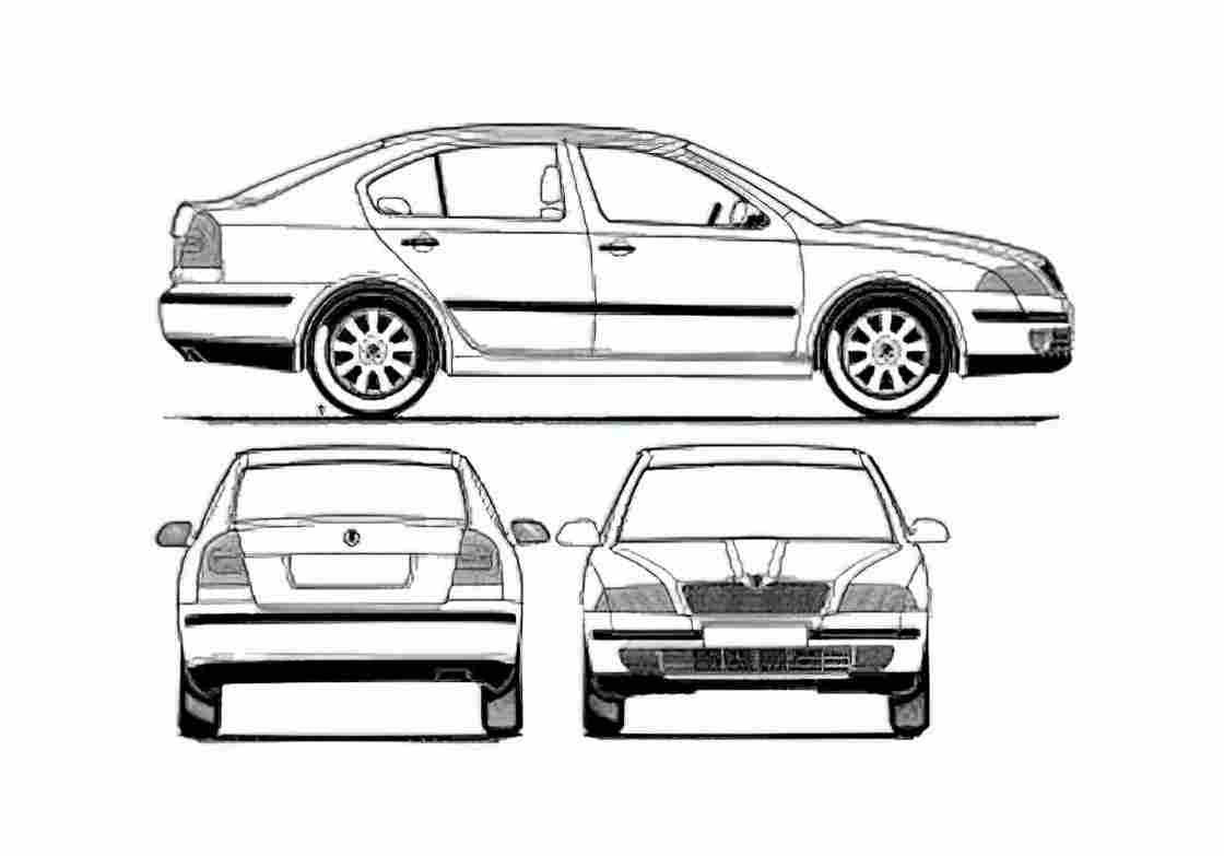 Blueprint Skoda Octavia Hatchback 2003 A4 Photo Print