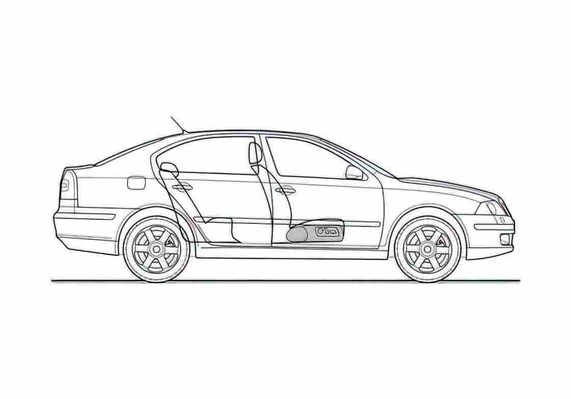 Blueprint Skoda Octavia Hatchback 2005 A4 Photo Print