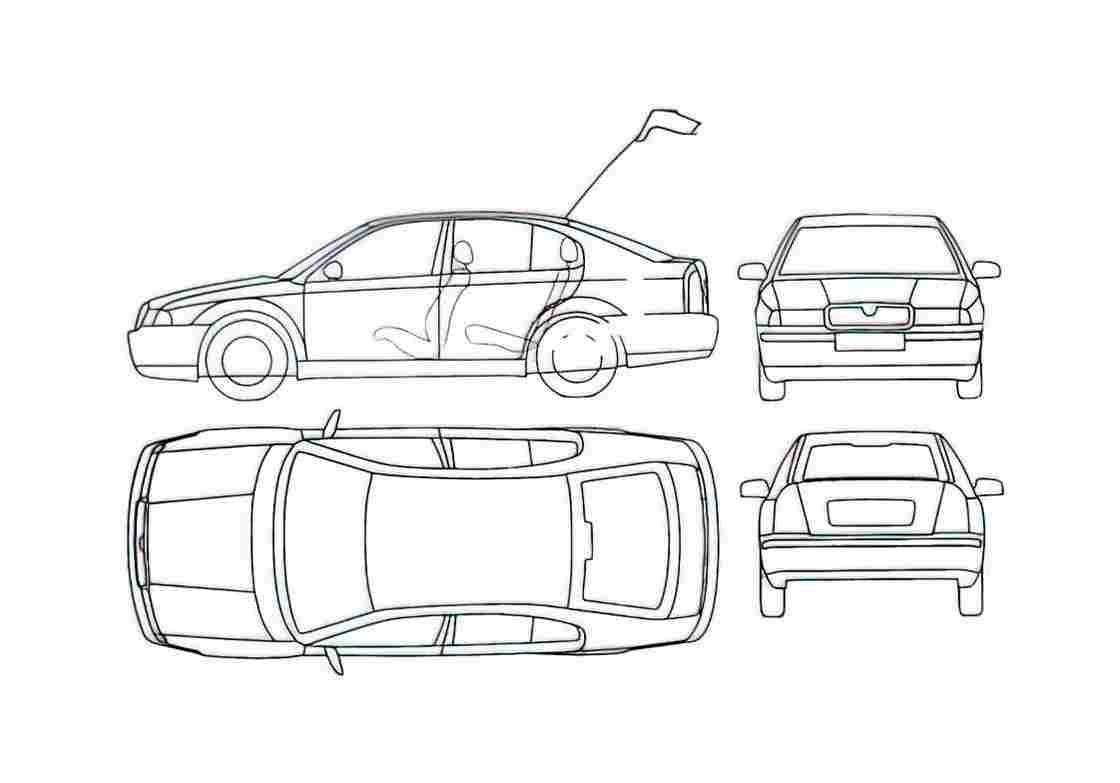 Blueprint Skoda Octavia I 1U) Hatchback 2000 A4 Photo Print
