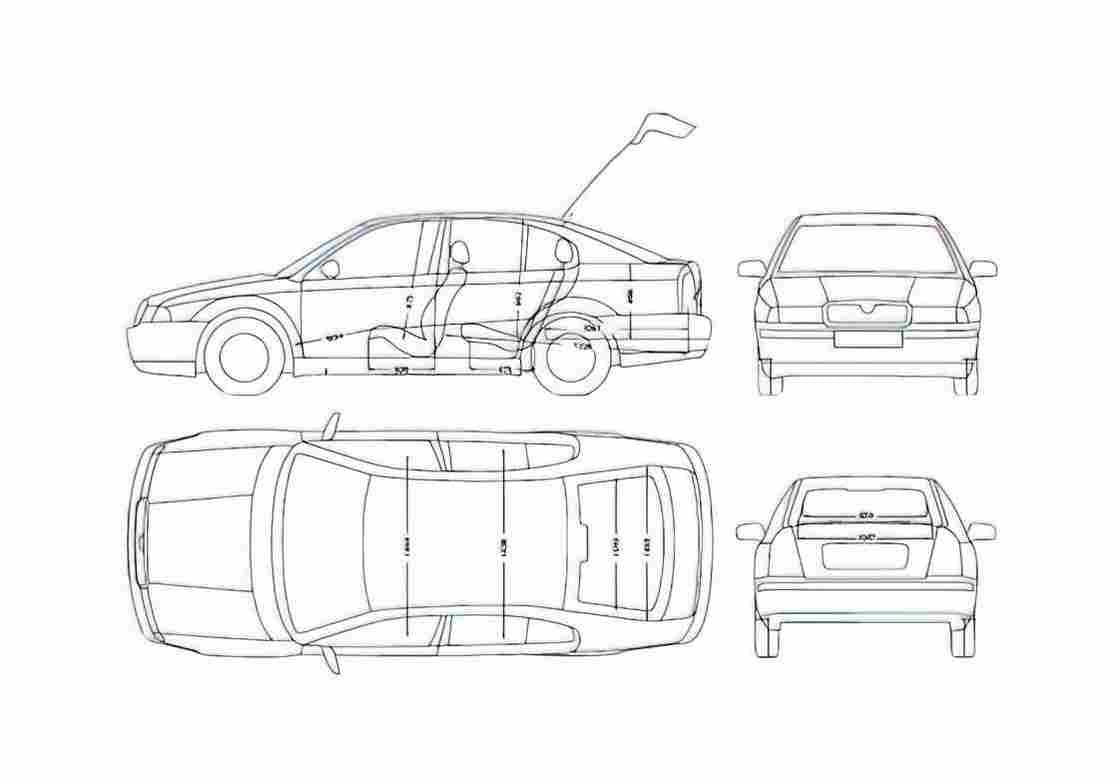 Blueprint Skoda Octavia I 1U) Hatchback 2005 A4 Photo Print