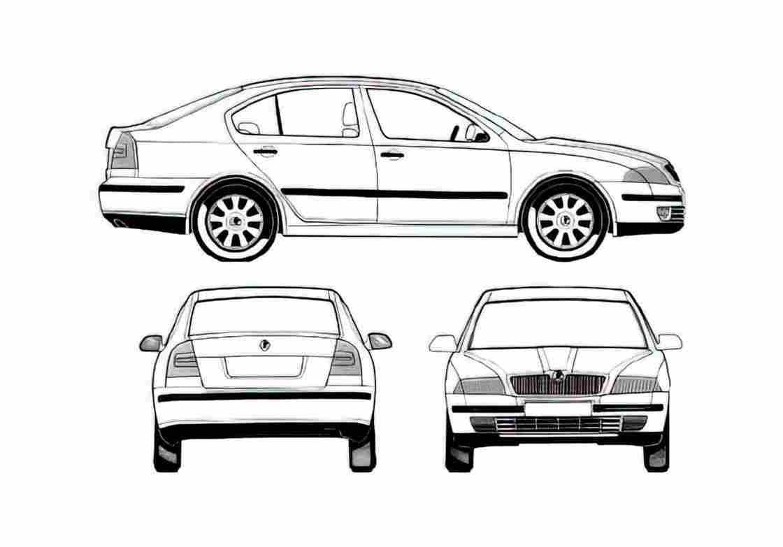 Blueprint Skoda Octavia II 1Z) Hatchback 2005 A4 Photo Print