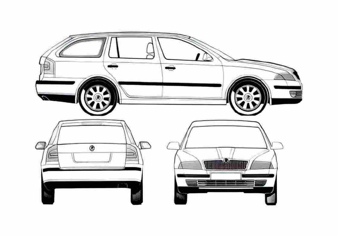 Blueprint Skoda Octavia II 1Z) Wagon 2005 A4 Photo Print